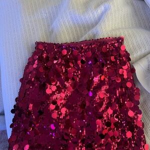 Sequin Embellished Pink Skirt